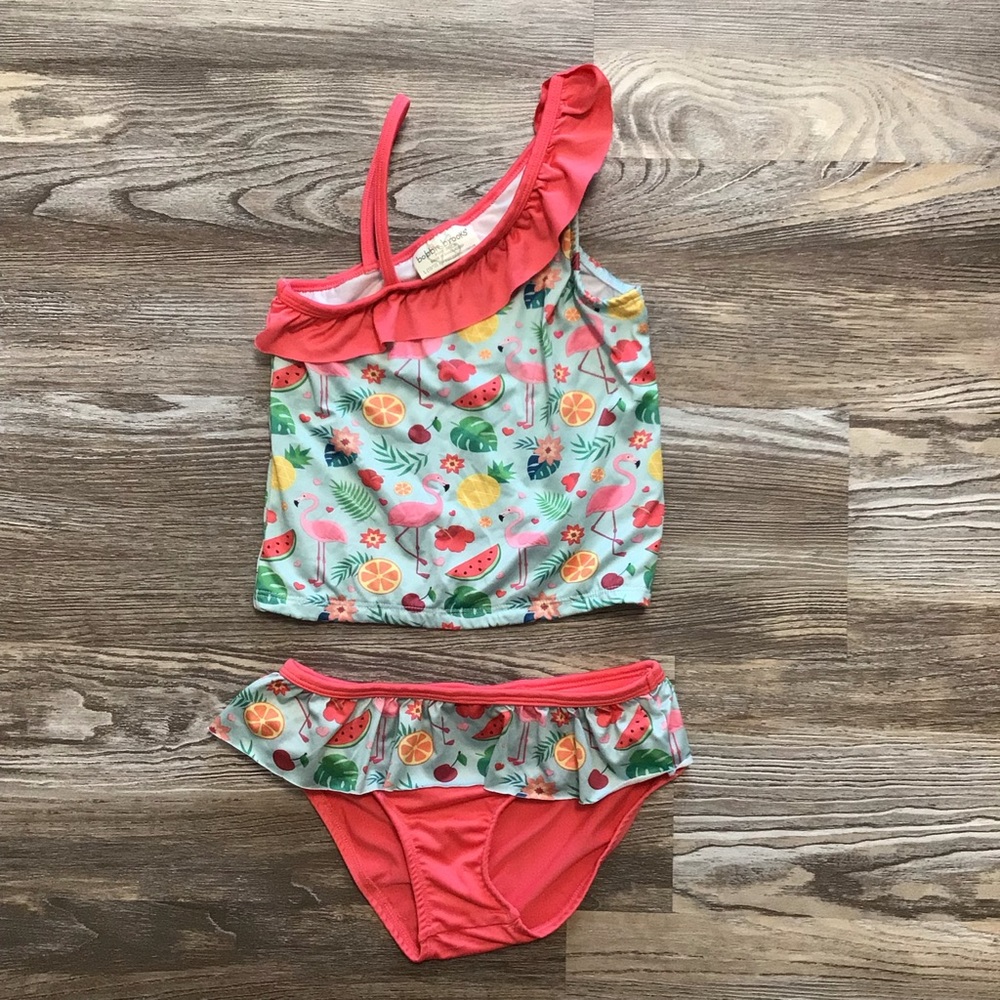 Bobbie Brooks for Girls Flamingo Tankini Swimsuit Large